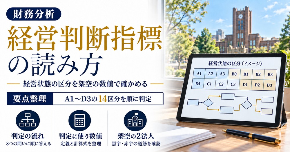 経営判断指標の読み方：経営状態の区分を架空の数値で確かめる